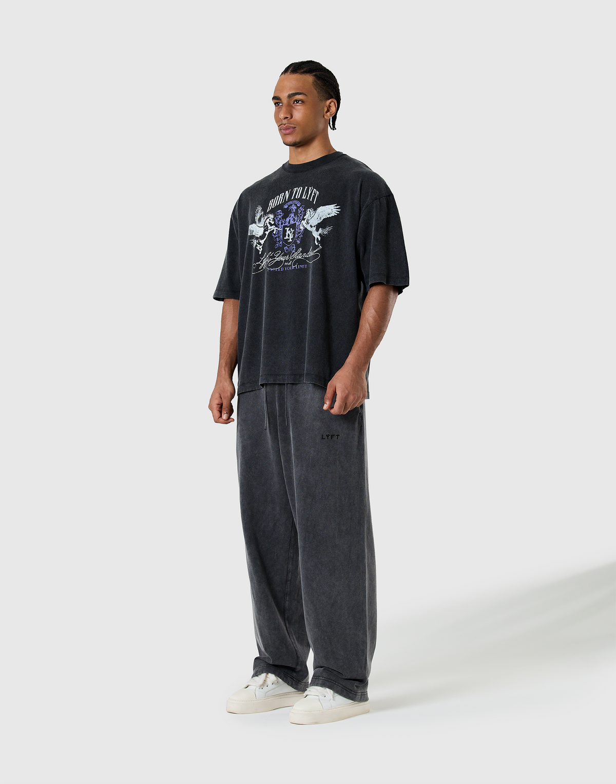 Pegasus Emblem Graphic Vintage Big T-Shirt - Black