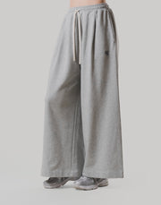 Double Pleat Wide Sweatpants - Grey