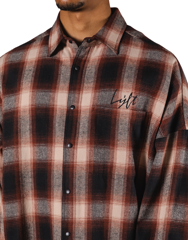 Oversize Flannel Shirt - Red