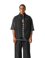 Nylon Zip Up Vest - Black