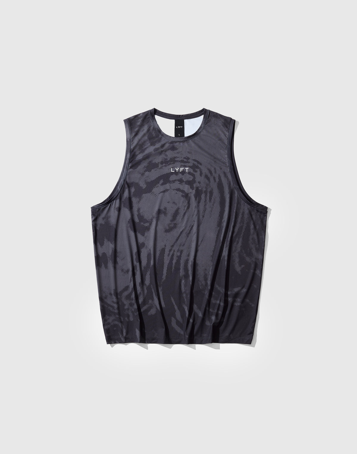 Wave Pattern Graphic Stretch Tanktop - Black