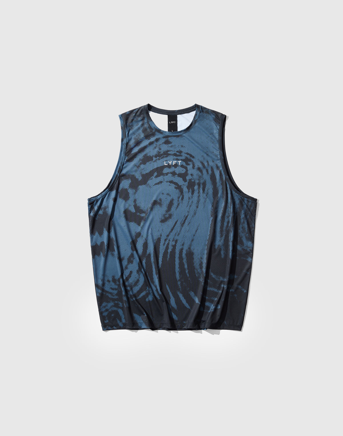 Wave Pattern Graphic Stretch Tanktop - Blue