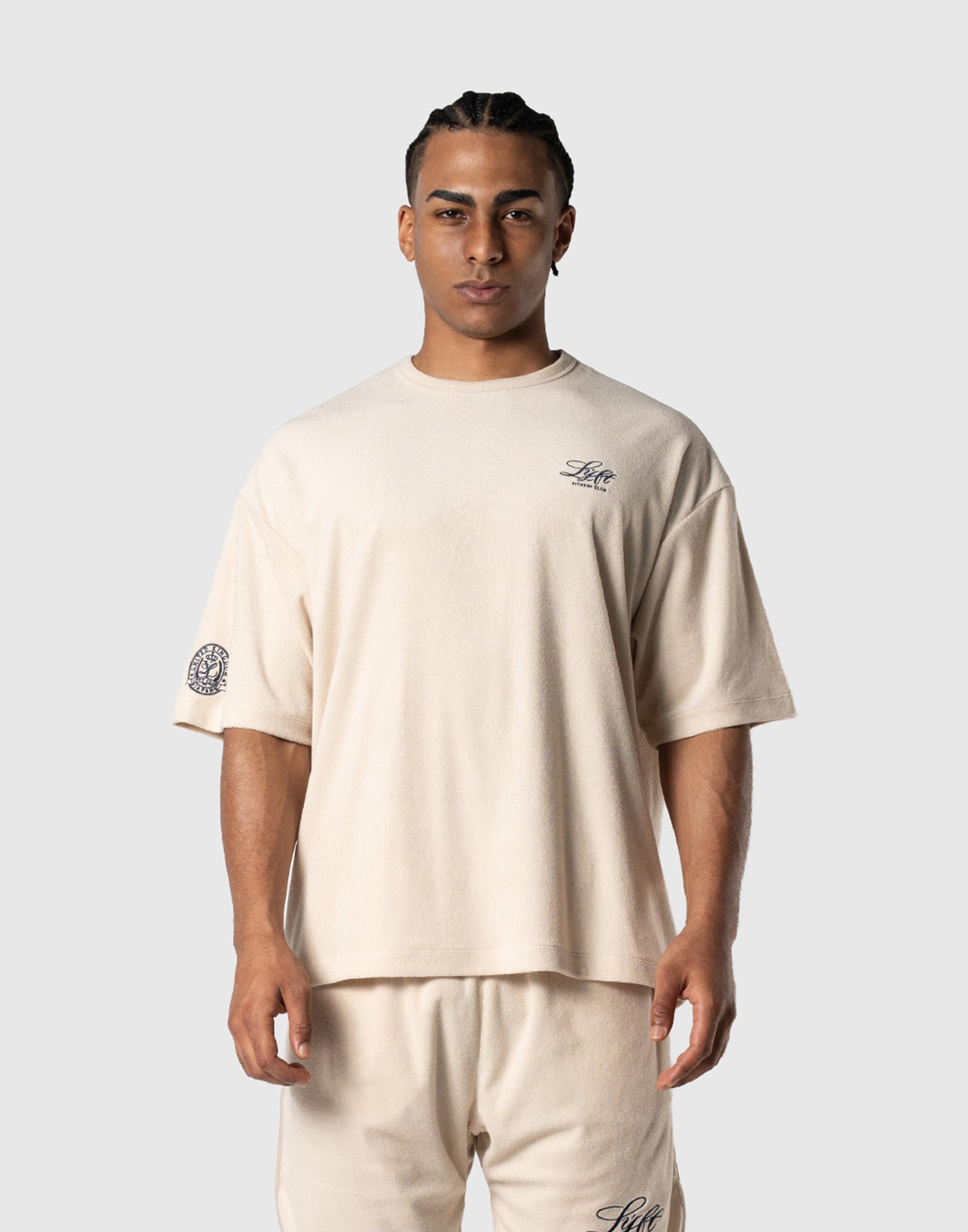 LYFT ワッフル生地 Tシャツ アイボリー Lサイズ Cursive LÝFT Logo Pile Big T-Shirt - Ivory