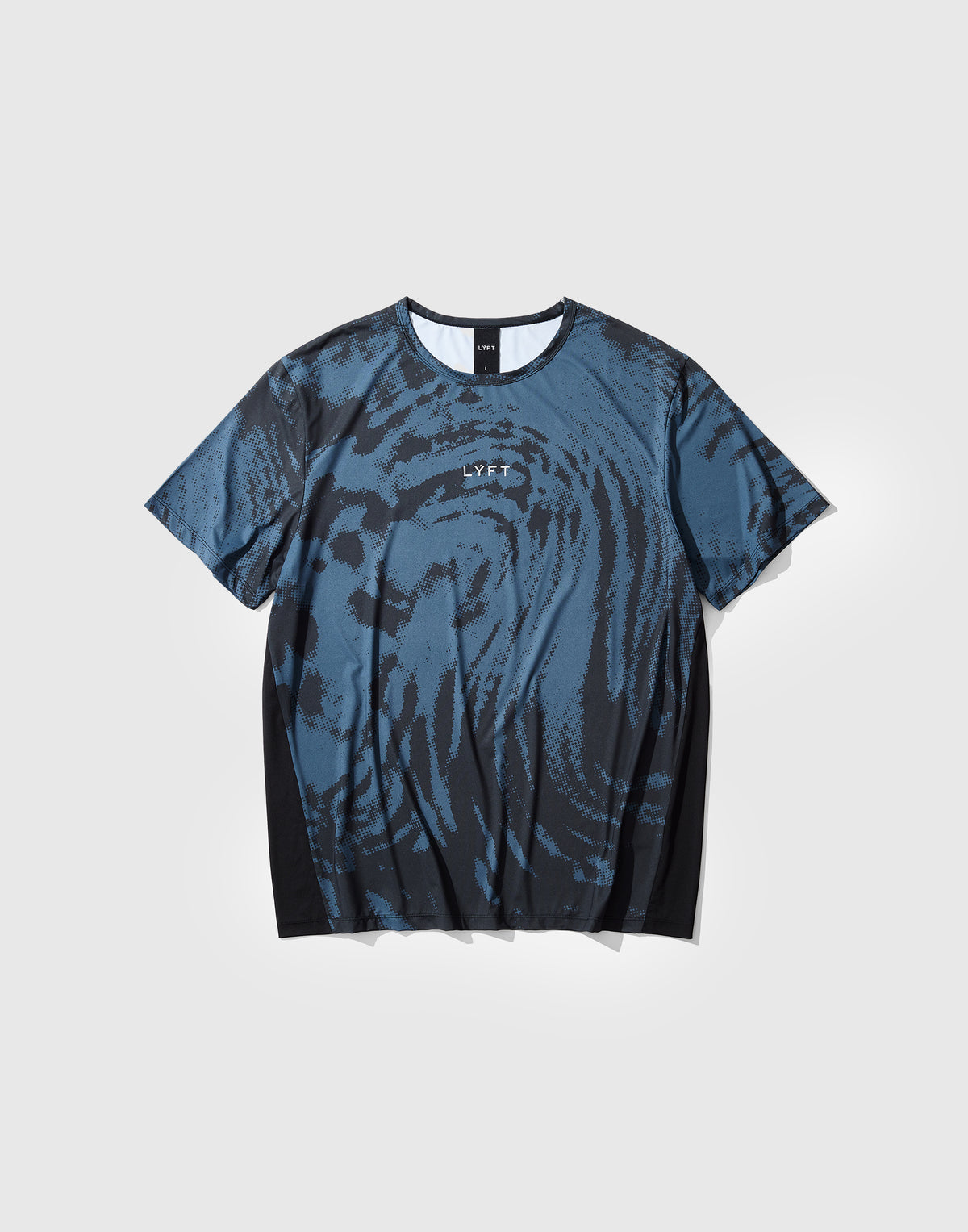 Wave Pattern Graphic Stretch T-Shirt - Blue