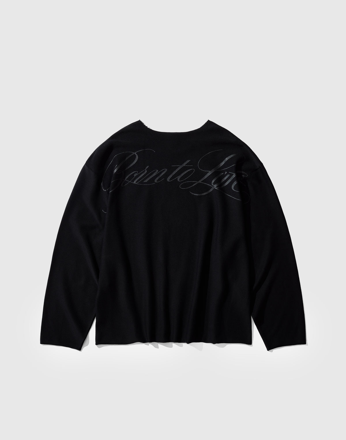 Script Logo Cut-Off Sweat Long Sleeve T-Shirt - Black