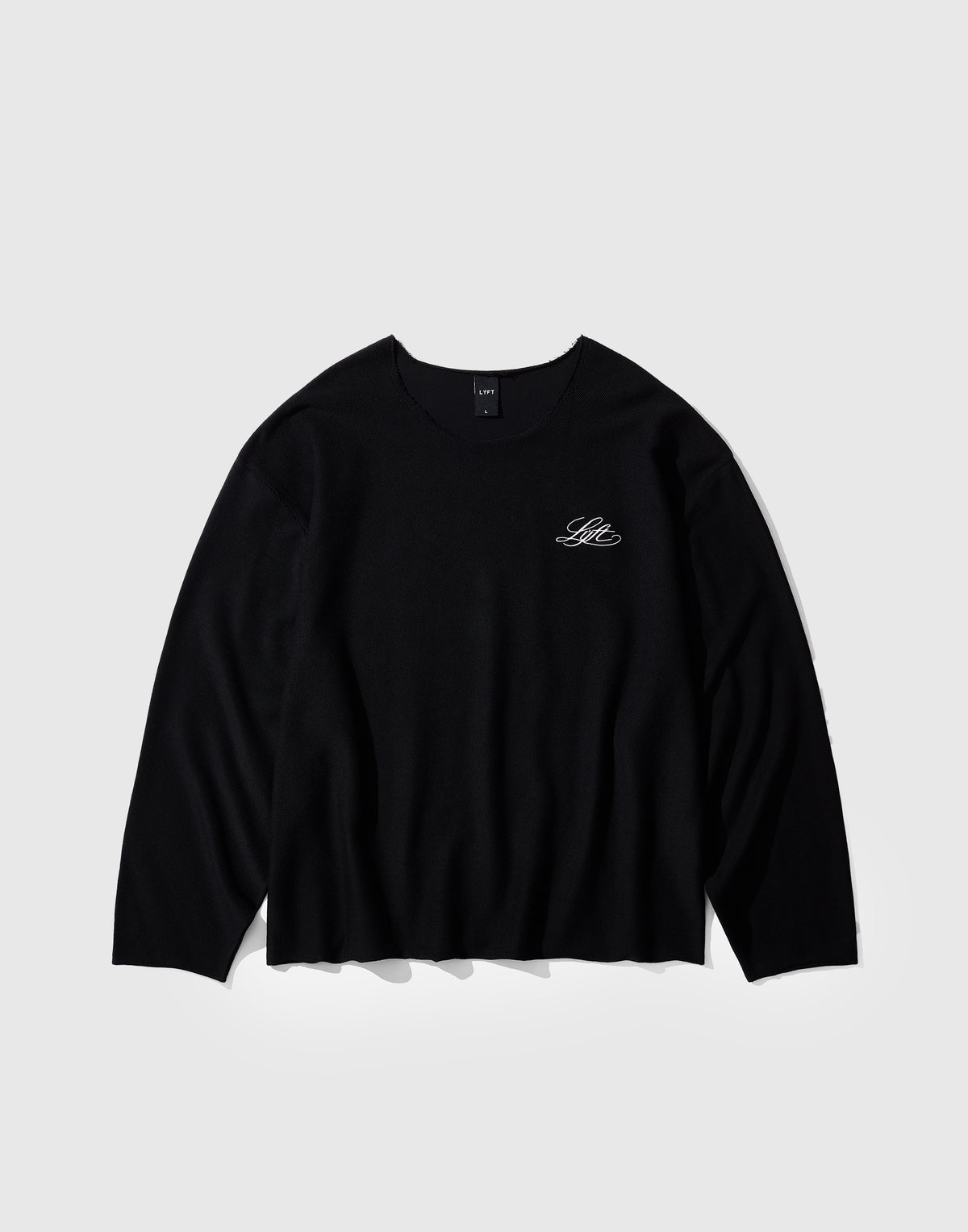 Script Logo Cut-Off Sweat Long Sleeve T-Shirt - Black