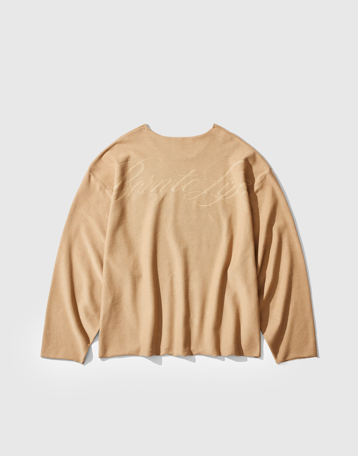 Script Logo Cut-Off Sweat Long Sleeve T-Shirt - Beige