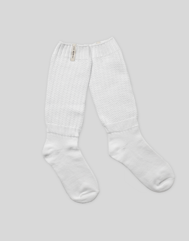 Thick Knit Loose Socks - White