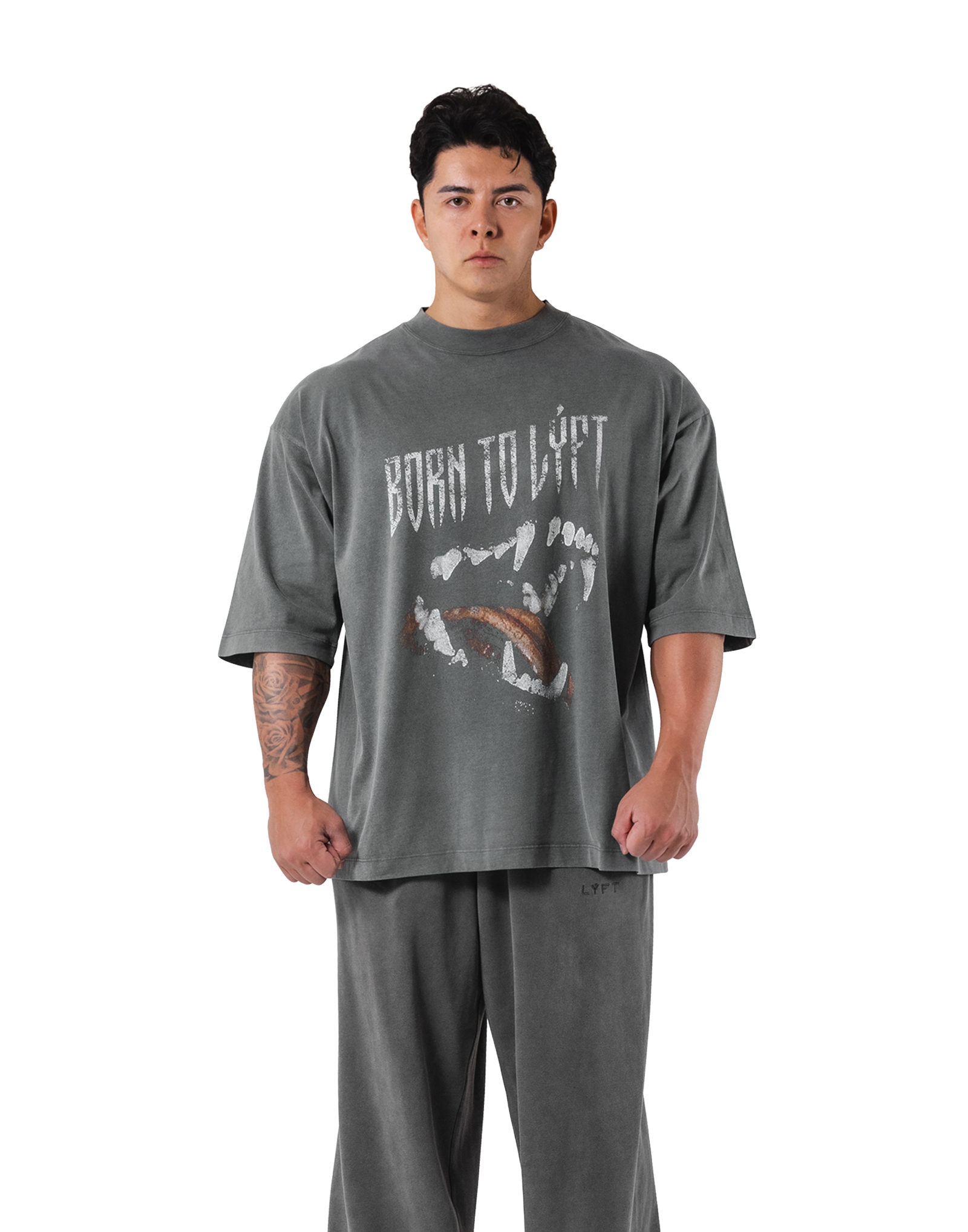 Fang Graphic Vintage Extra Big T-Shirt - D.Grey – LÝFT Fang Graphic Vintage Extra Big T-Shirt - D.Grey – LÝFT
