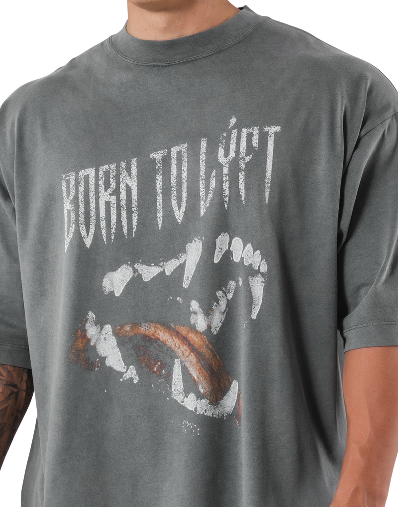 Fang Graphic Vintage Extra Big T-Shirt - D.Grey – LÝFT Fang Graphic Vintage Extra Big T-Shirt - D.Grey – LÝFT