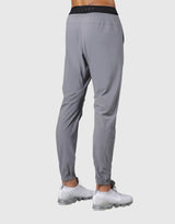 Logo Rib Stretch Slim Straight Pants - Grey
