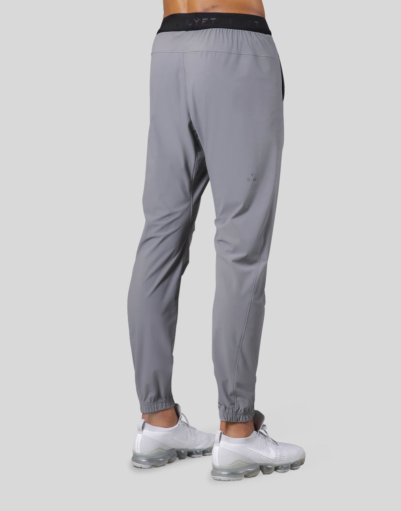 Logo Rib Stretch Slim Straight Pants - Grey