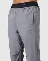 Logo Rib Stretch Slim Straight Pants - Grey