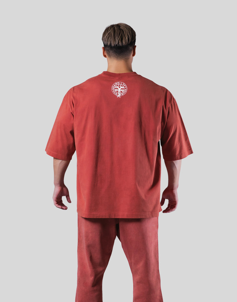 College Logo Vintage Extra Big T-Shirt - Red