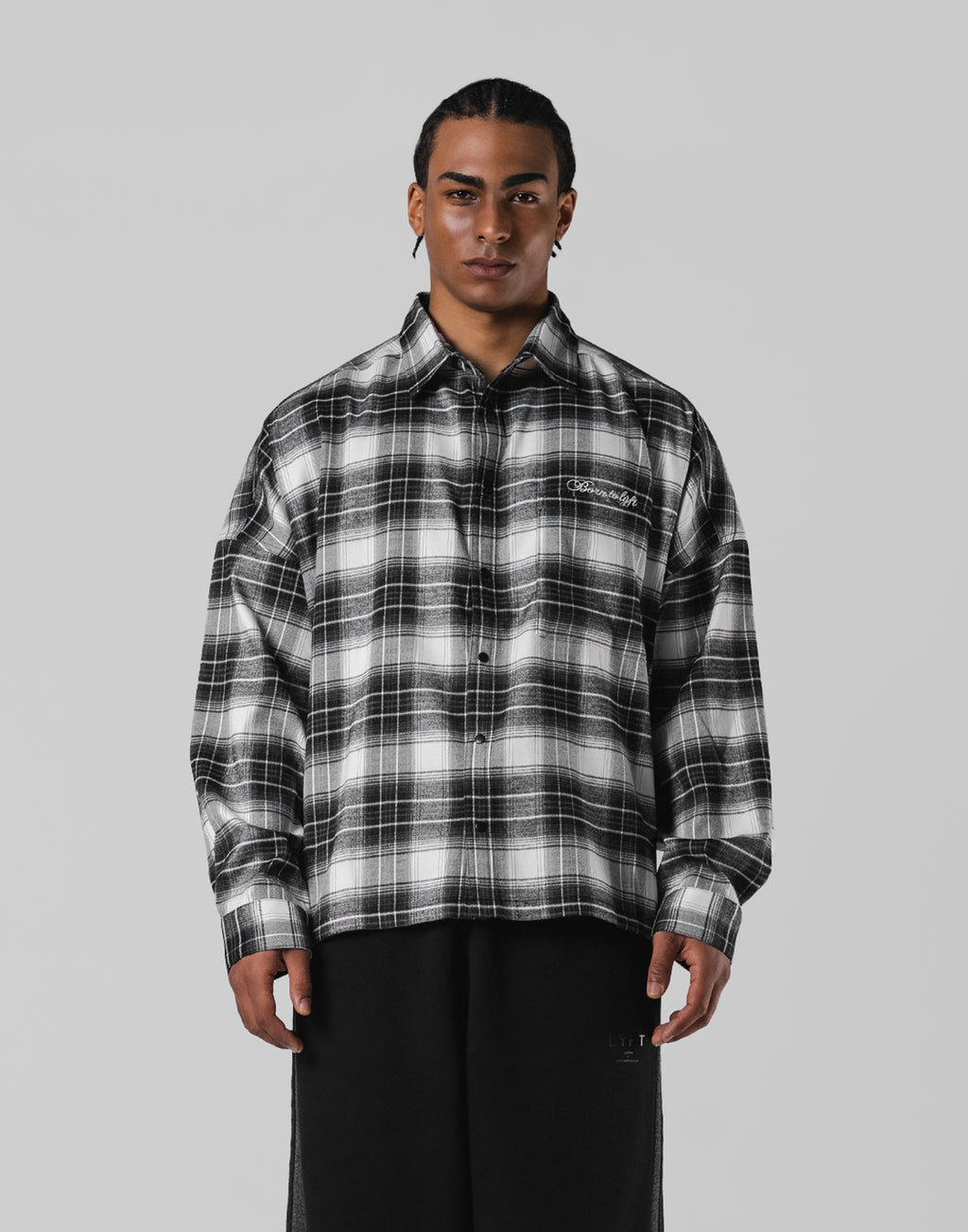 Script Logo Oversize Check Shirt - Black – LÝFT