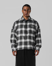 Script Logo Oversize Check Shirt - Black