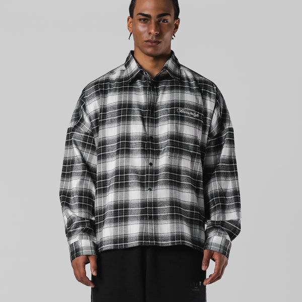 Script Logo Oversize Check Shirt - Black – LÝFT Script Logo Oversize Check Shirt - Black – LÝFT