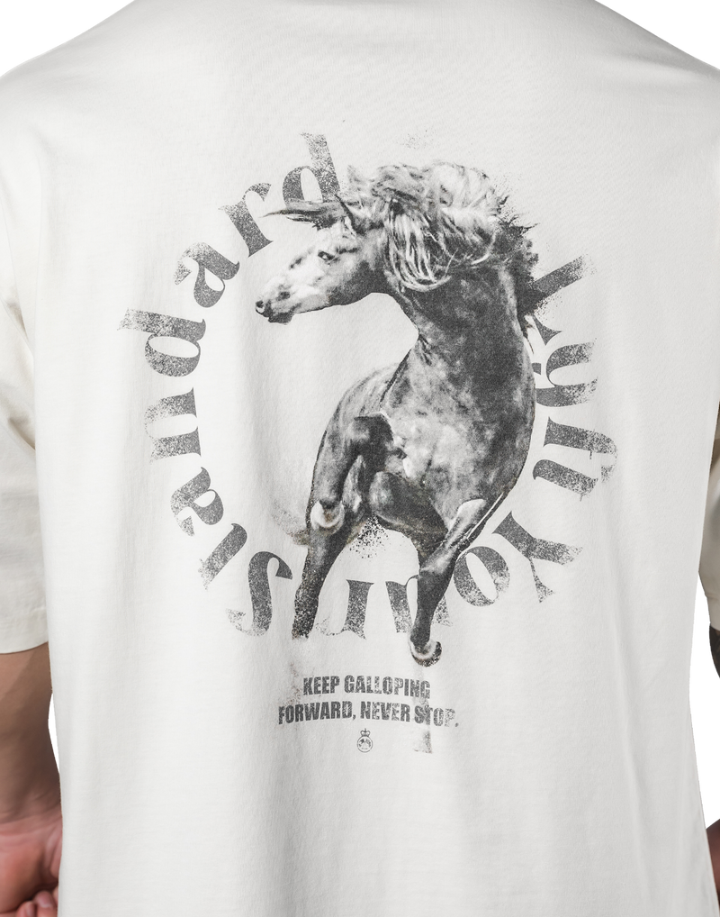 Horse Graphic Vintage Extra Big T-Shirt - Ivory