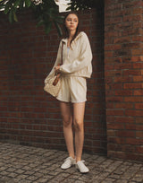 Embossed Nylon Shorts - White