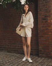 Embossed Nylon Shorts - White