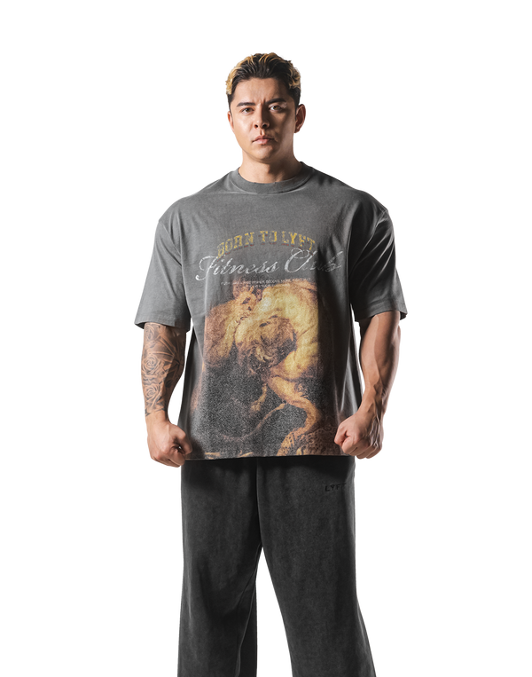 Herculean Graphic Vintage Big T-Shirt - D.Grey