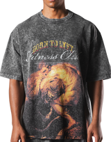 Herculean Graphic Vintage Big T-Shirt - Black