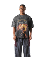 Herculean Graphic Vintage Big T-Shirt - Black