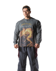 Herculean Graphic Vintage Long Sleeve Big T-Shirt - D.Grey