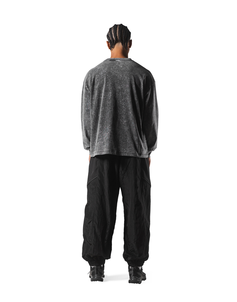 Herculean Graphic Vintage Long Sleeve Big T-Shirt - Black