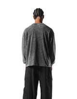 Herculean Graphic Vintage Long Sleeve Big T-Shirt - Black