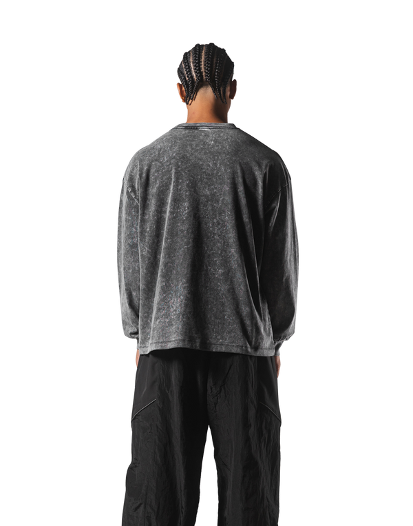 Herculean Graphic Vintage Long Sleeve Big T-Shirt - Black