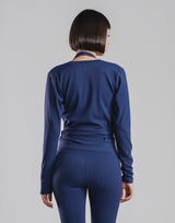 Comfortable Slim Wrap Top - Navy