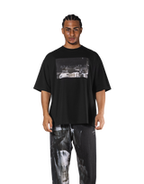 Box Patch Stretch Big T-Shirt - Black