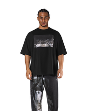 Box Patch Stretch Big T-Shirt - Black