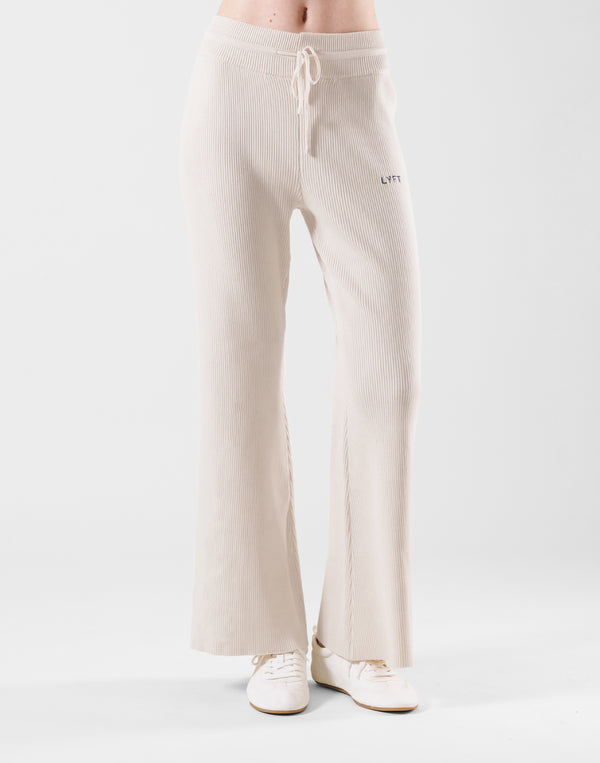Rib Knit Flare Pants - Ivory