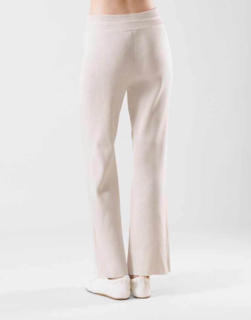 Rib Knit Flare Pants - Ivory