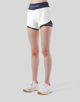 Border Liner Flare Shorts - White
