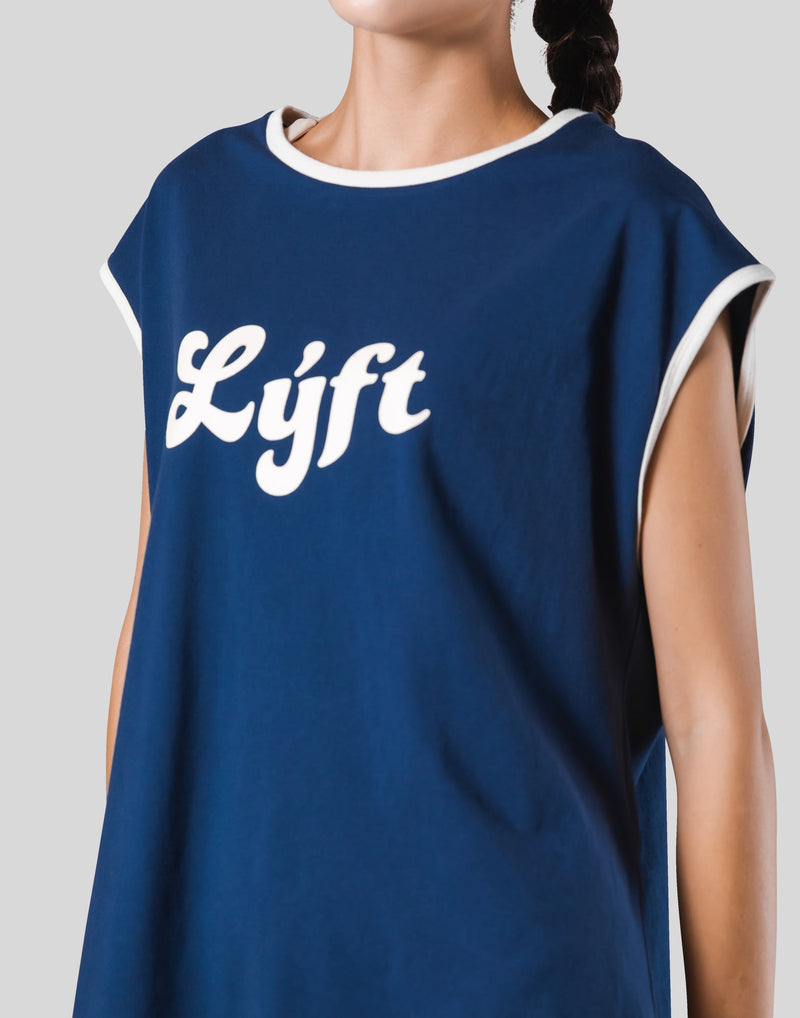 Old Logo Loose Fit Sleeve Less Shirt - Navy