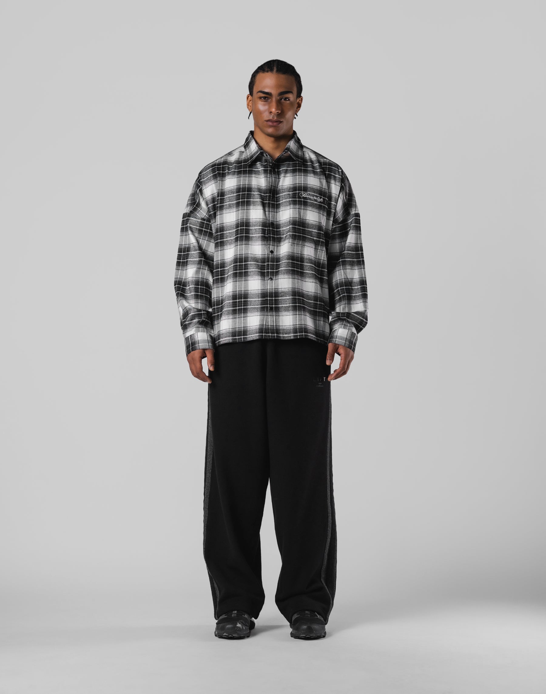 Script Logo Oversize Check Shirt - Black – LÝFT