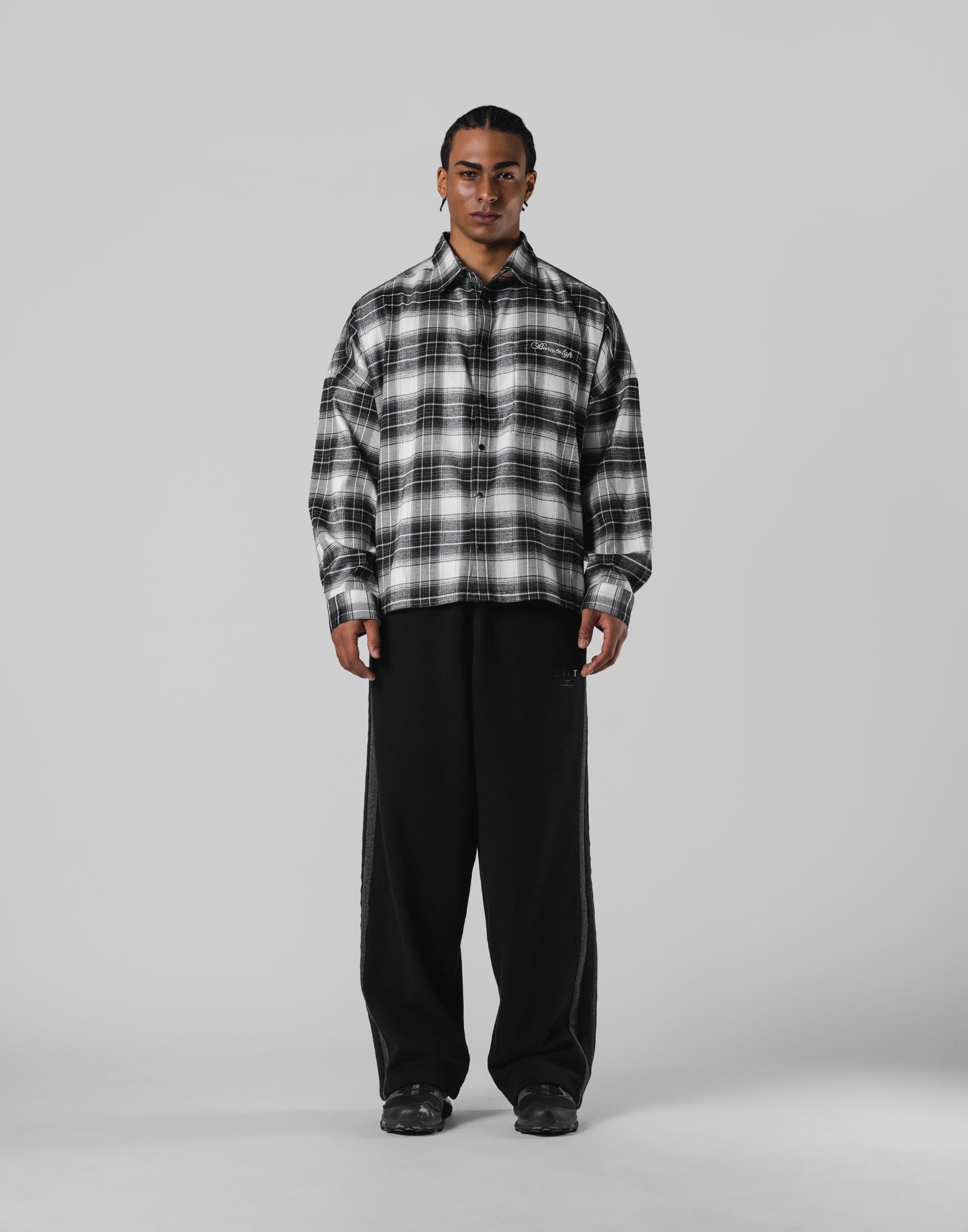 Script Logo Oversize Check Shirt - Black – LÝFT