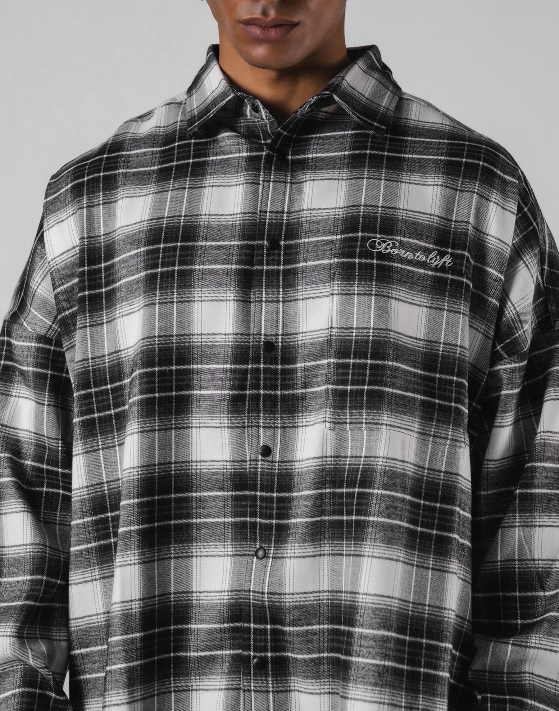 Script Logo Oversize Check Shirt - Black – LÝFT