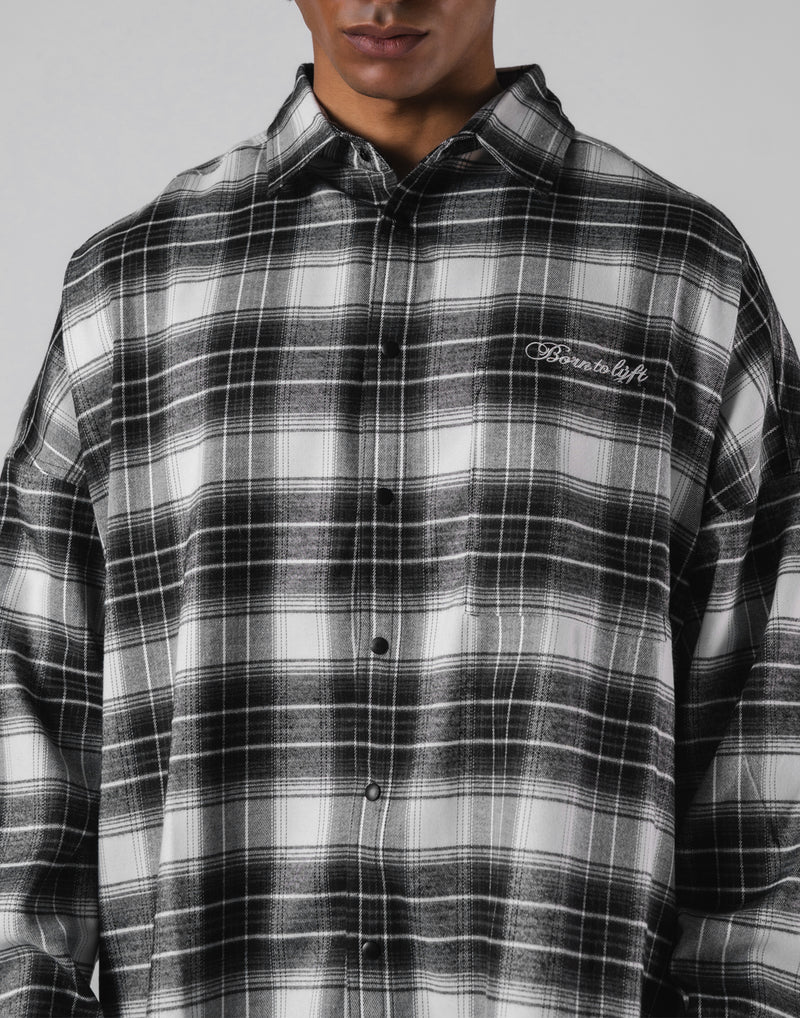 Script Logo Oversize Check Shirt - Black – LÝFT