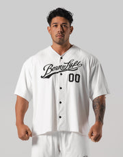 Script Logo Mesh Baseball Shirt - White