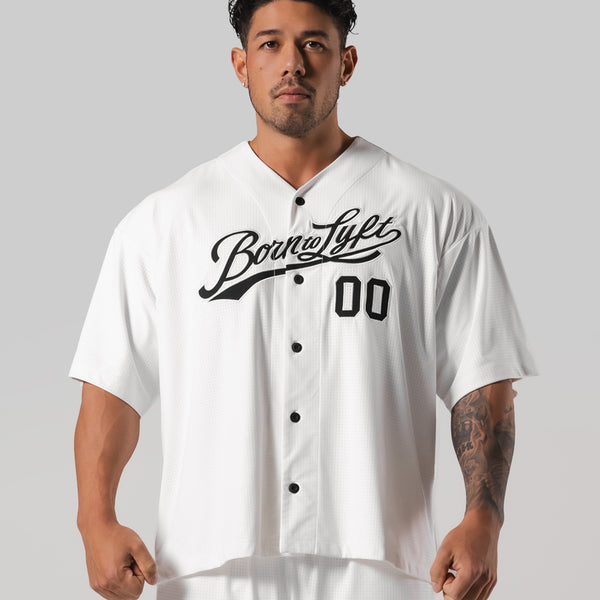 Script Logo Mesh Baseball Shirt - White – LÝFT