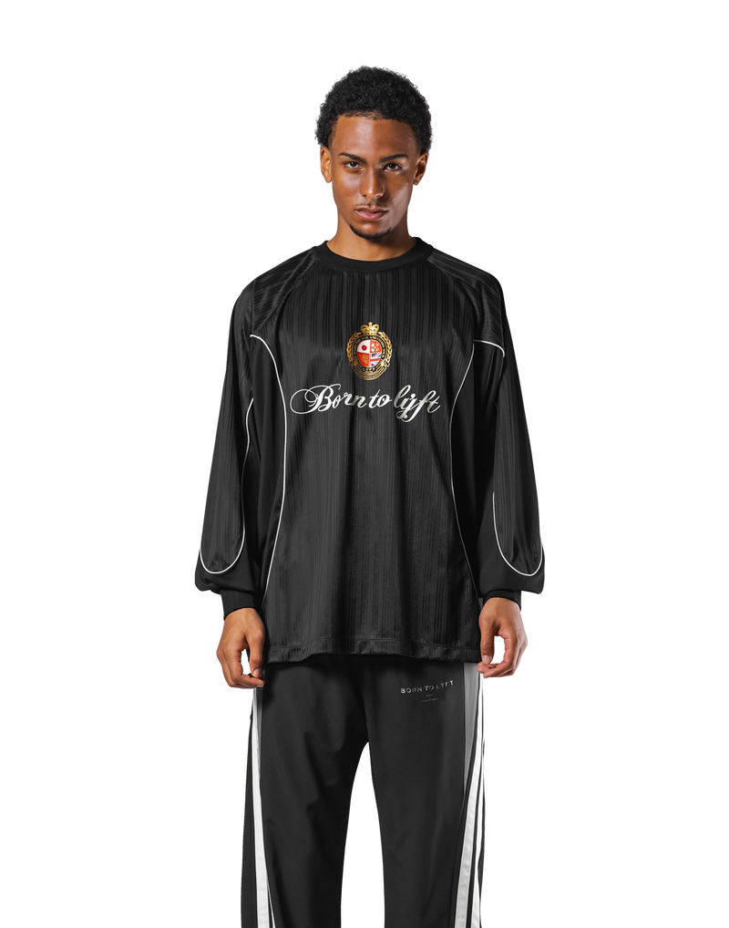 Piping Emblem Football Shirt - Black