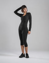 Comfortable Slim Wrap Top - Black