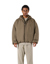 Oversize Hooded Puffer Jacket - Beige