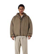 Oversize Hooded Puffer Jacket - Beige