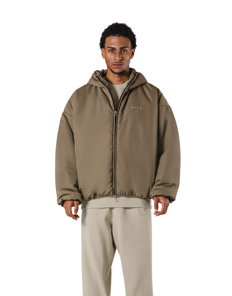 Oversize Hooded Puffer Jacket - Beige – LÝFT Oversize Hooded Puffer Jacket - Beige – LÝFT