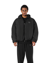 Oversize Hooded Puffer Jacket - Black